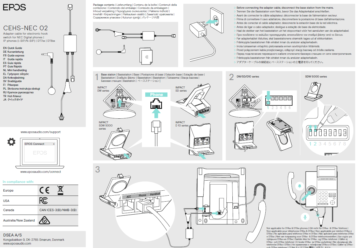 1000753 CEHS-NEC 01 is compatible with the wireless IMPACT 5000, DW, D10 EPOS Epos