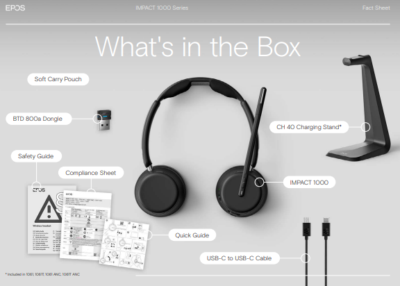1001137 IMPACT 1030T One-ear, single-sided Bluetooth headset Epos
