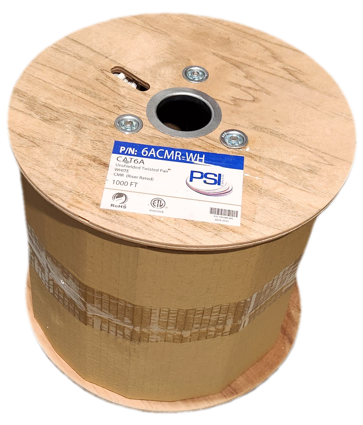 PSI-6ACMR-WH CAT6A 4P/23 SOL 10 Gig CMR U-UTP CAT6A-4P-PVC White 1000 Ft Reel Signamax