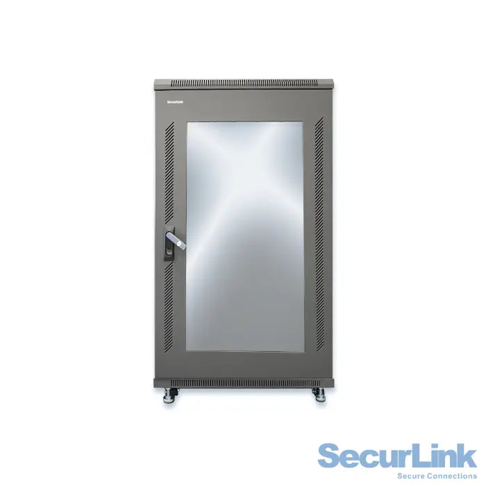 CBN-WS-22U60 22U wall-mounted/enclosed floor cabinet with glass door. Securlink