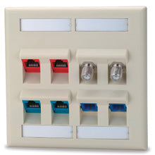 DKFLA-8-WH 8 Port Double Gang Angled Keystone Faceplate with Labeling WH Signamax