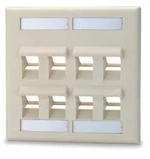 DKFLA-8-WH 8 Port Double Gang Angled Keystone Faceplate with Labeling WH Signamax