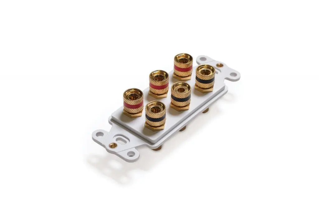 FP-DEC-IN-3SAB-WH 3 Set Stereo Audio Binding Post Insert Plate White Hyperline