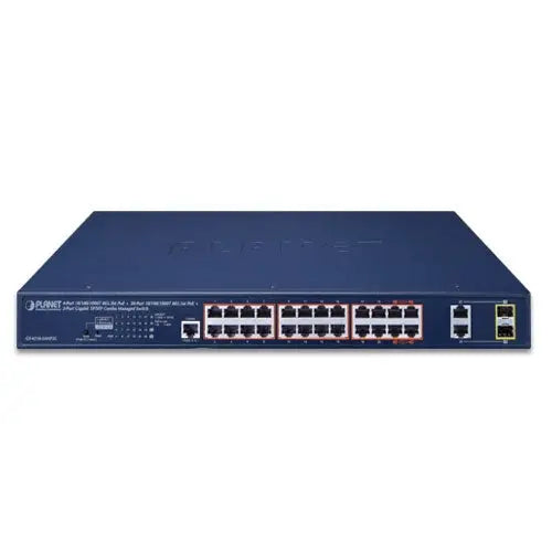 GS-4210-24HP2C 4-Port 10/100/1000T 802.3bt PoE + 20-Port 10/100/1000T 802.3at PoE + 2-Port Gigabit TP/SFP Combo Managed Switch (V2)- Planet
