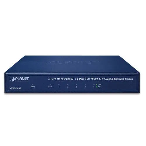 GSD-603F 5-Port 10/100/1000T +1-Port 1000X SFP Gigabit Ethernet Switch Planet