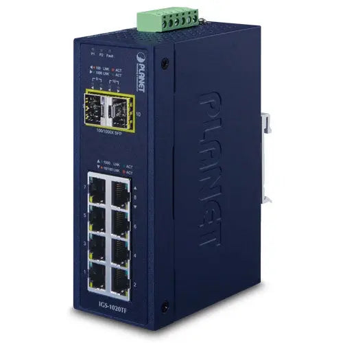 IGS-1020TF Industrial 8-Port 10/100/1000T + 2 1000X SFP Ethernet Switch (-40~75 degrees C) - IGS-1020TF - Planet Planet