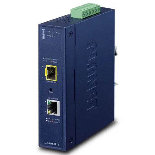 IGT-900-1T1S Industrial 1-Port 10/100/1000T + 1-Port 100/1000/2500X SFP Managed Media Converter - Planet