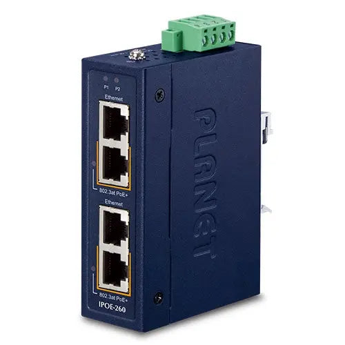 IPOE-260 Industrial 2-port 10/100/1000T 802.3at PoE+ Injector (-40~75 degrees C) Planet