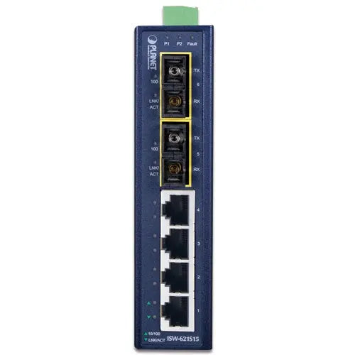 ISW-621S15 4+2 100FX Port Single-mode Industrial Ethernet Switch - 15km - - Planet