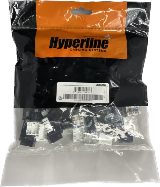 KJNE-8P8C-C5E-90-BK-25 Category 5e Keystone Jack RJ45, 110 IDC, for termination with KJNE-TOOL Black Pack of 25 Hyperline