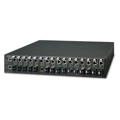 MC-1610MR48 16-Slot Managed Media Converter Chassis with Redundant Power Supply System - - Planet