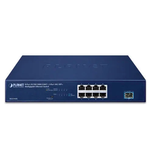 MGS-910X 8-Port 10/100/1000/2500T + 1-Port 10G SFP+ Multigigabit Ethernet Switch Planet