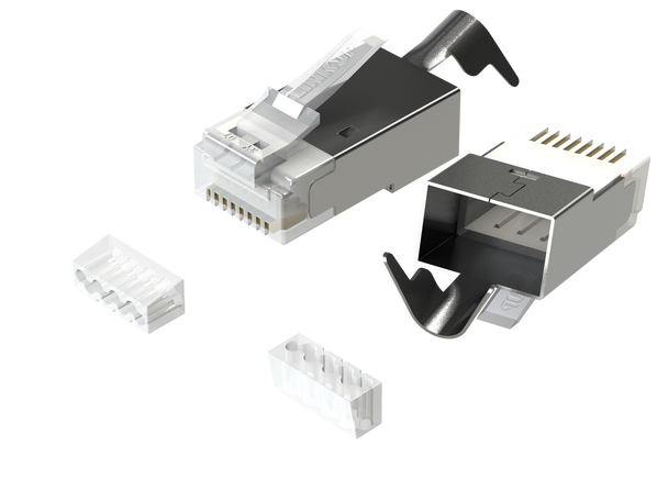 PLUG-CON-C6ASV2 Cat6A Modular Connector 50U'' 94V2 Plug Wire Hole 1.5mm with Insert by Unit Globall