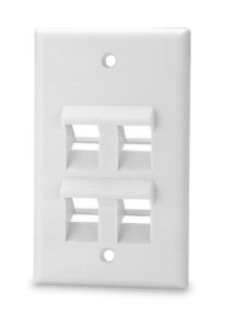 SKFA-4-WH 4 Port Single Gang Angled Faceplates WH