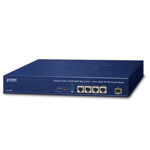 VR-300FP Enterprise 4-Port 10/100/1000T 802.3at PoE + 1-Port 1000X SFP VPN Security Router Planet