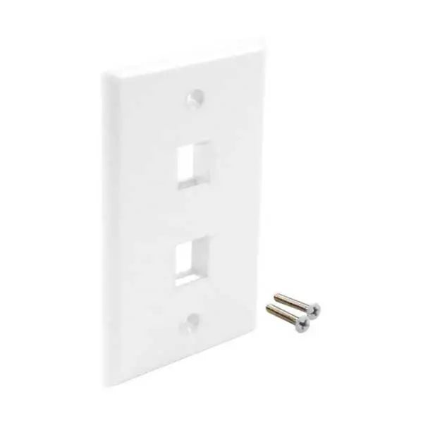 WC-FPW2PWH-S 2 PORT SINGLE GANG KEYSTONE FACEPLATE WITH LABELING WINDOWS WHITE Wavenet