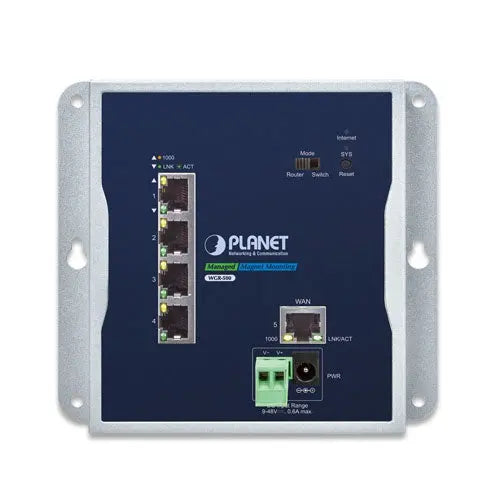 WGR-500 Industrial 5-Port 10/100/1000T Wall-mount Gigabit Router - Planet