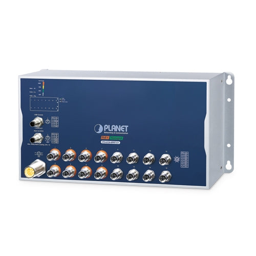 ITS-6326-8P8T-LV Industrial L3 8-Port 10/100/1000T 802.3at PoE M12 + 8-Port 10/100/1000T M12 Managed Ethernet Switch with dual voltage input of 24 to 54 VDC Planet