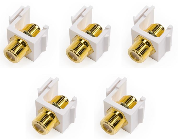 KJ1-FCON-G-WH F Connector Insert (Gold Plated) - Snap-in type Hyperline (Pack of 5) Hyperline