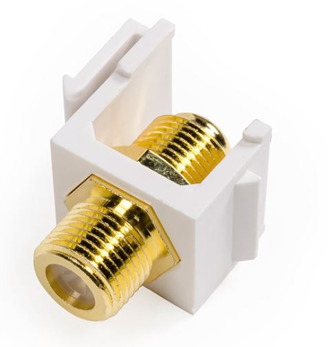 KJ1-FCON-G-WH F Connector Insert (Gold Plated) - Snap-in type Hyperline (Pack of 5) Hyperline