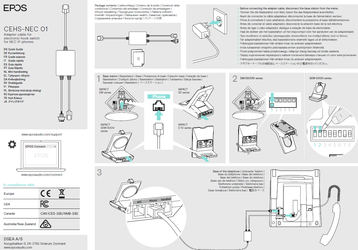 1000753 CEHS-NEC 01 is compatible with the wireless IMPACT 5000, DW, D10 EPOS