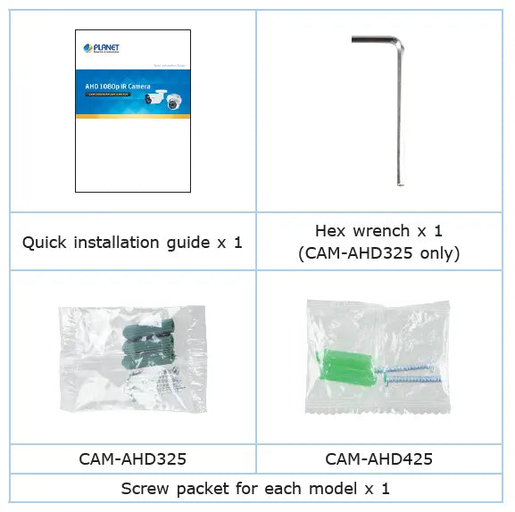CAM-AHD425  AHD 1080p IR Dome Camera Planet