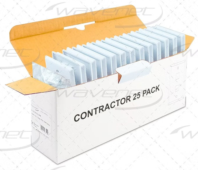 FP02PWH-SPK  2 PORT SINGLE GANG FLUSH STYLE FACEPLATES WHITE PACK OF 25 Wavenet