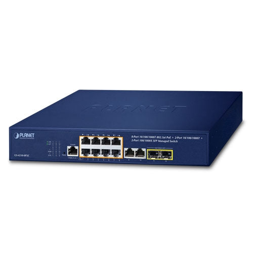 GS-4210-8P2C 8-Port 10/100/1000T 802.3at PoE + 2-Port 10/100/1000T+ 2-Port 100/1000X SFP Managed Switch- GS-4210-8P2CS - Planet