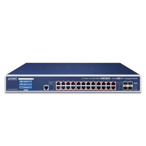 GS-5220-24UPL4XVR L2+ 24-Port 10/100/1000T Ultra PoE + 4-Port 10G SFP+ Managed Switch with LCD touch screen and Redundant Power (600W) - -