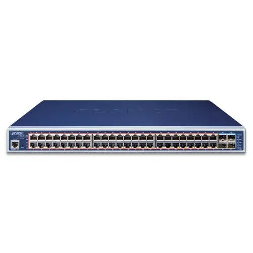 GS-5220-48PL4XR L2+ 48-Port 10/100/1000T 802.3at PoE + 4-Port 10G SFP+ Managed Switch with Redundant Power - - Planet