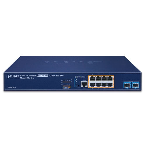 GS-6320-8P2X L3 8-Port 10/100/1000T 802.3at PoE + 2-Port 10G SFP+ Managed Switch - -