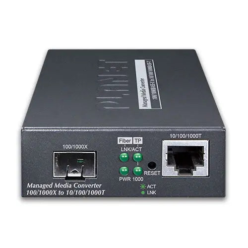 GT-915A 10/100/1000BASE-T to 100/1000BASE-X SFP Managed Media Converter Planet