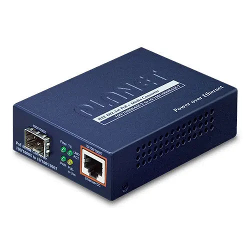 GTP-805A 100/1000BASE-X to 10/100/1000BASE-T PoE+ Media Converter Planet