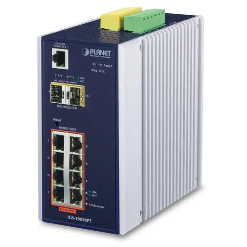 IGS-10020PT  Industrial 8-port 10/100/1000T 802.3at PoE + 2-port 1G/2.5G SFP Managed Switch Planet