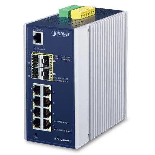 IGS-12040MT   Industrial 8-Port 10/100/1000T + 2-Port 100/1G SFP + 2-Port 1G/2.5G SFP Managed Ethernet Switch Planet