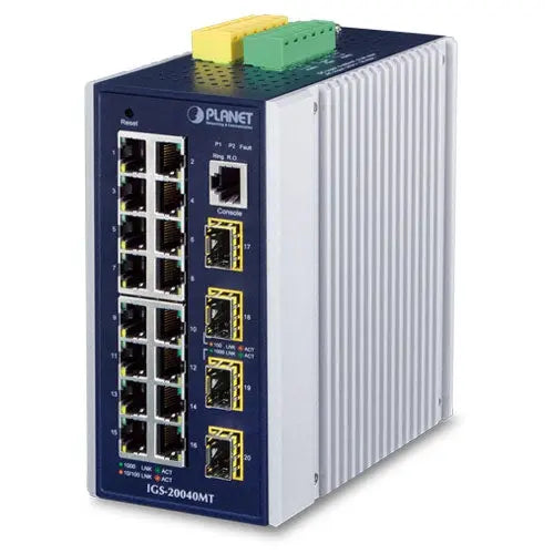 IGS-20040MT   Industrial L2+ 16-Port 10/100/1000T + 4-Port 100/1000X SFP Managed Switch Planet