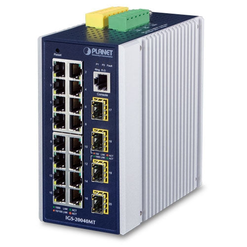 IGS-20040MT Industrial L2+ 16-Port 10/100/1000T + 4-Port 100/1000X SFP Managed Switch