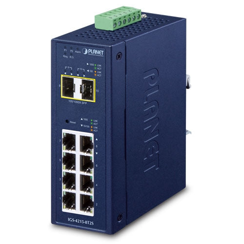 IGS-4215-8T2S Industrial L2/L4 8-Port 10/100/1000T + 2-Port 100/1000X SFP Managed Switch