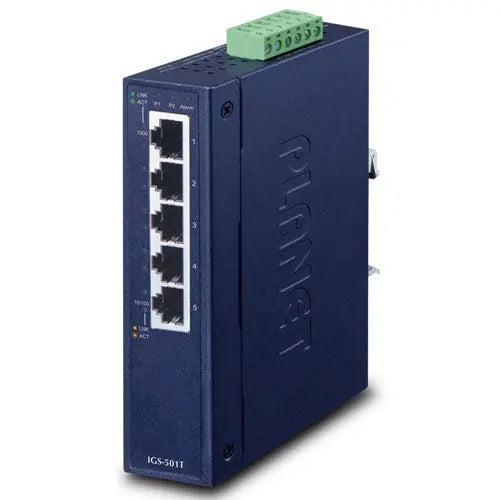IGS-501T  5-Port 10/100/1000Mbps Industrial Gigabit Ethernet Switch with Wide Operating Temperature Planet