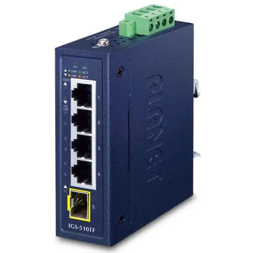 IGS-510TF Industrial Compact 4-Port 10/100/1000T + 1-Port 100/1000X SFP Gigabit Ethernet Switch Planet