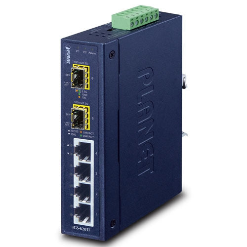 IGS-620TF Industrial 4-Port 10/100/1000T + 2-Port 100/1000X SFP Ethernet Switch - IGS-620TF - Planet