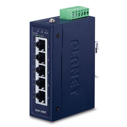 ISW-500T Planet IP30 Compact size 5-Port 10/100TX Fast Ethernet Switch (-40~75 degrees C)