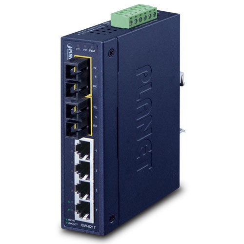 ISW-621 4-Port 10/100Base-TX + 2-Port 100Base-FX Industrial Fast Ethernet Switch - -