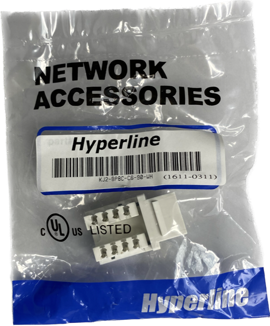 KJ2-8P8C-C6-WH Keystone Jack RJ-45(8P8C); Category 6, Tool-less White