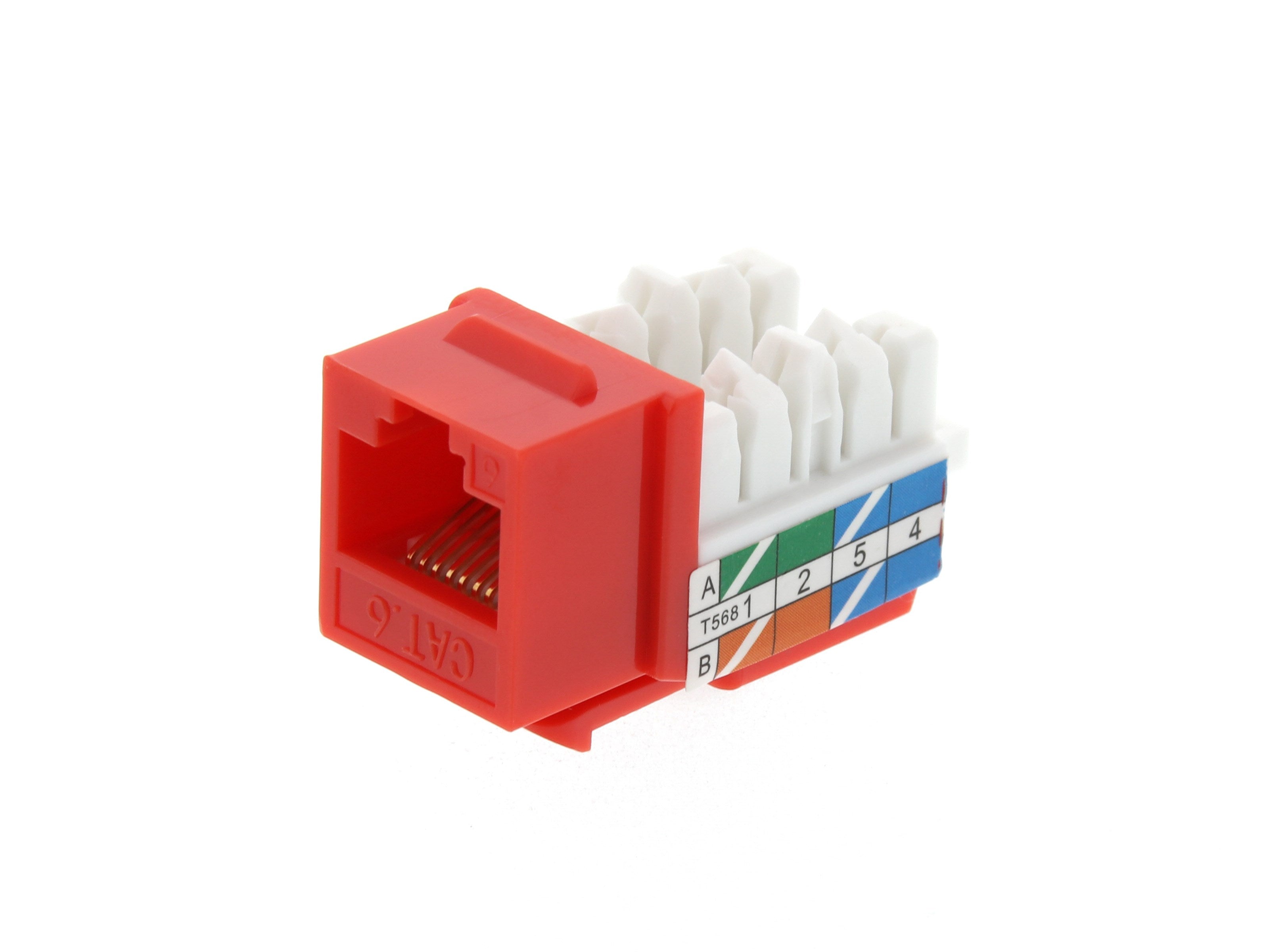 KJNE-8P8C-C6-90-RD Cat6 Keystone Jack RJ45 110 IDC for Termination with NE-TOOL Red Single