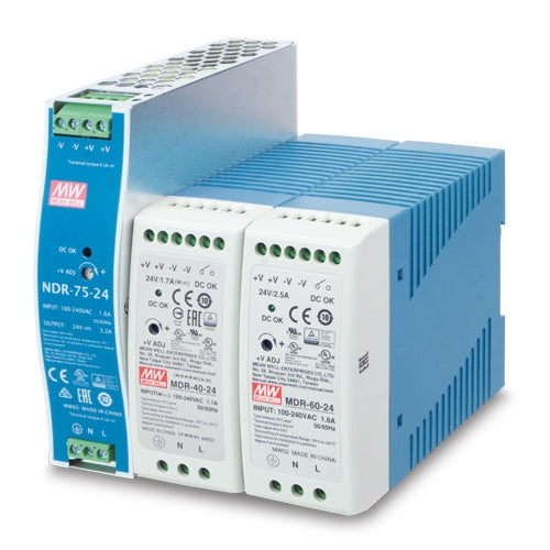 PWR-40-24 40W 24V DC Single Output Industrial DIN Rail Power Supply - -