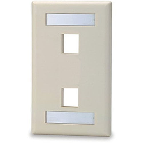 SKFL-2-WH 2 Port Single Gang Keystone Faceplate with Labeling Windows WH