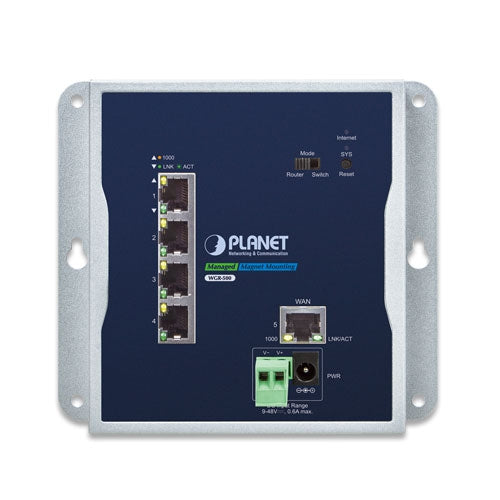 WGR-500 Industrial 5-Port 10/100/1000T Wall-mount Gigabit Router -