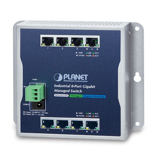 WGS-4215-8T2S-1 Industrial 8-Port 10/100/1000T + 2-Port 100/1000X SFP Wall-mount Managed Switch - WGS-4215-8T2S -