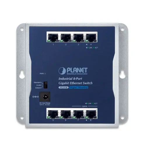 WGS-810    Industrial 8-Port 10/100/1000T Wall-mounted Gigabit Ethernet Switch - Planet
